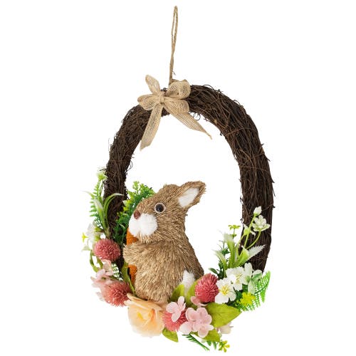 NORTHLIGHT NORTHLIGHT FLORAL GRAPEVINE SPRING EASTER WREATH WITH RABBIT 
