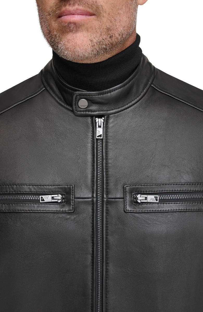 Andrew Marc Bantam Leather Moto Jacket, Alternate, color, Black