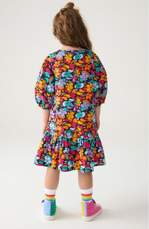 Little Bird Kids' Puff Sleeve Cotton Dress In Black