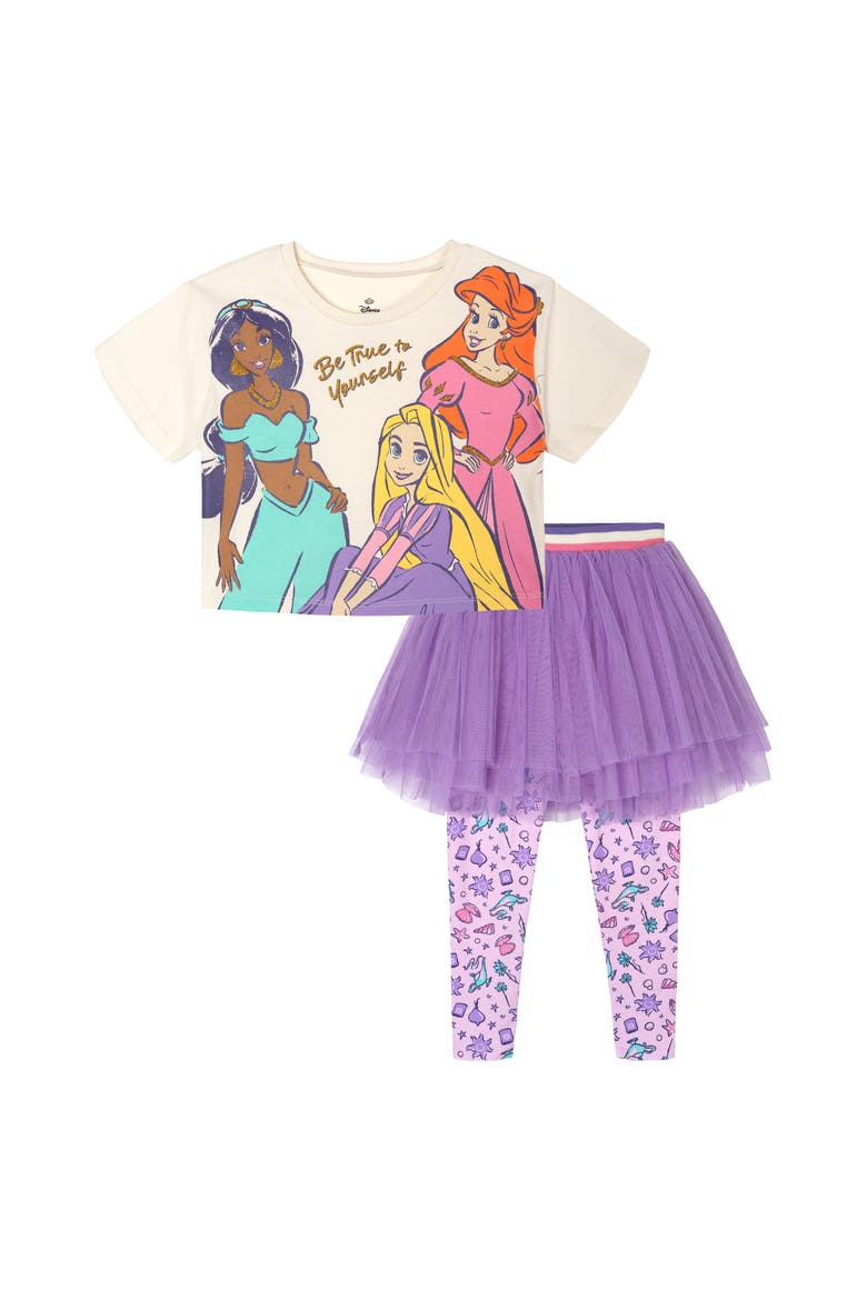 Princess Glitter T-Shirt and Tutu Leggings Set, Main, color, Princess Purple Pink