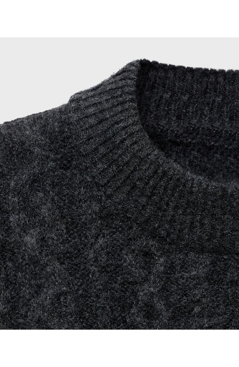 MANGO Cable Crewneck Lounge Sweater, Alternate, color, Charcoal