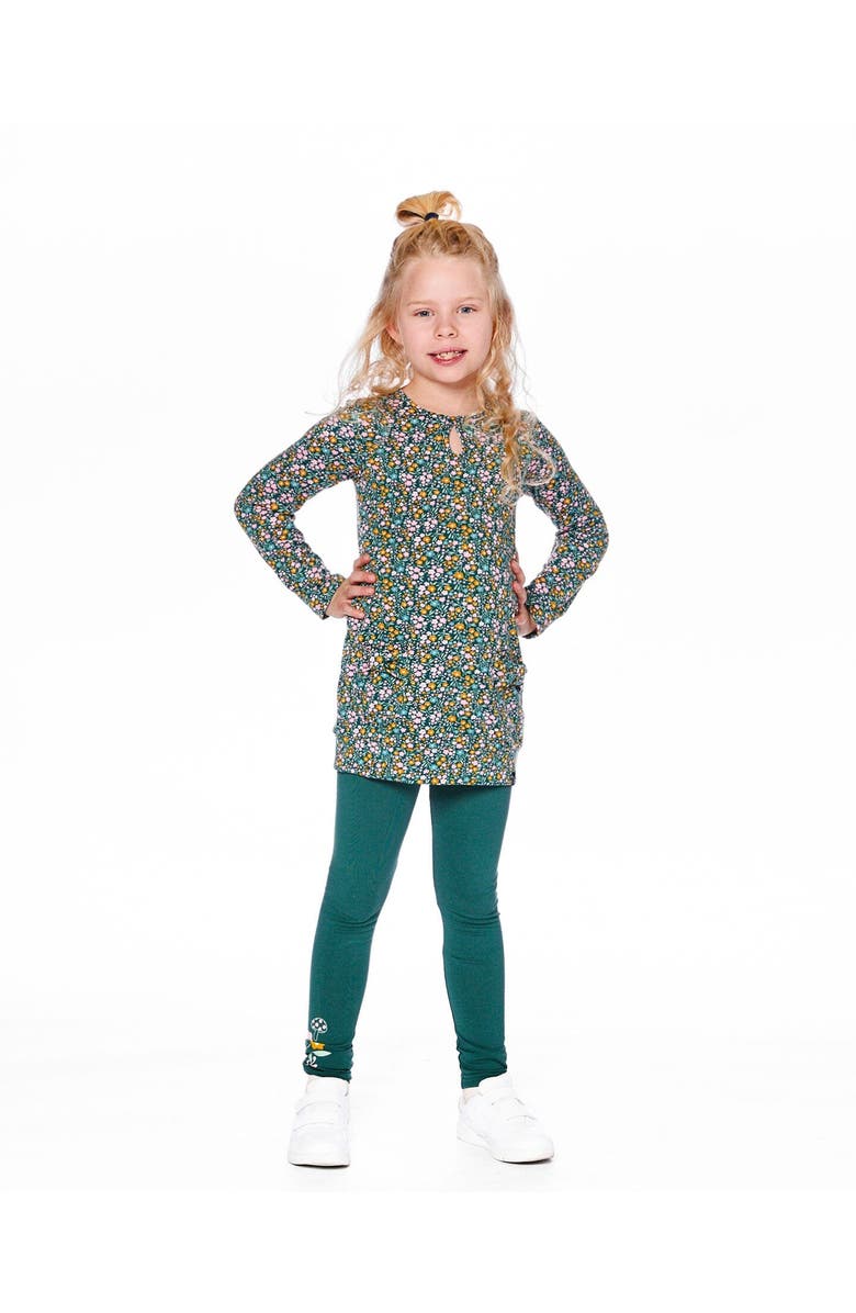 Deux par Deux Jersey Tunic with Floral, Main, color, Green