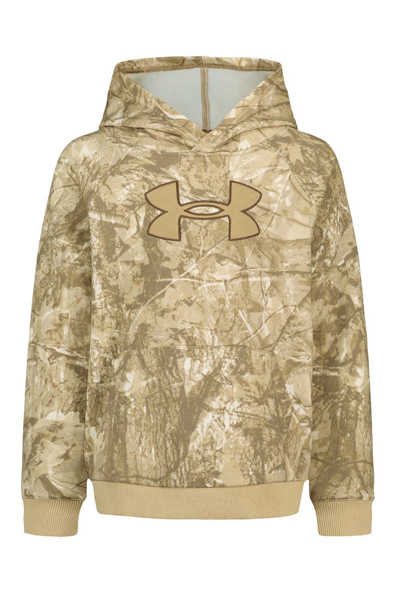 Kids' AOP Logo Hoodie, Main, color, FIELD KHAKI
