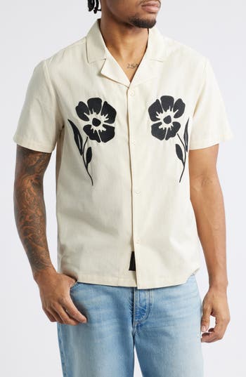 Native Youth Revere Collar Embroidered Shirt In Neutral