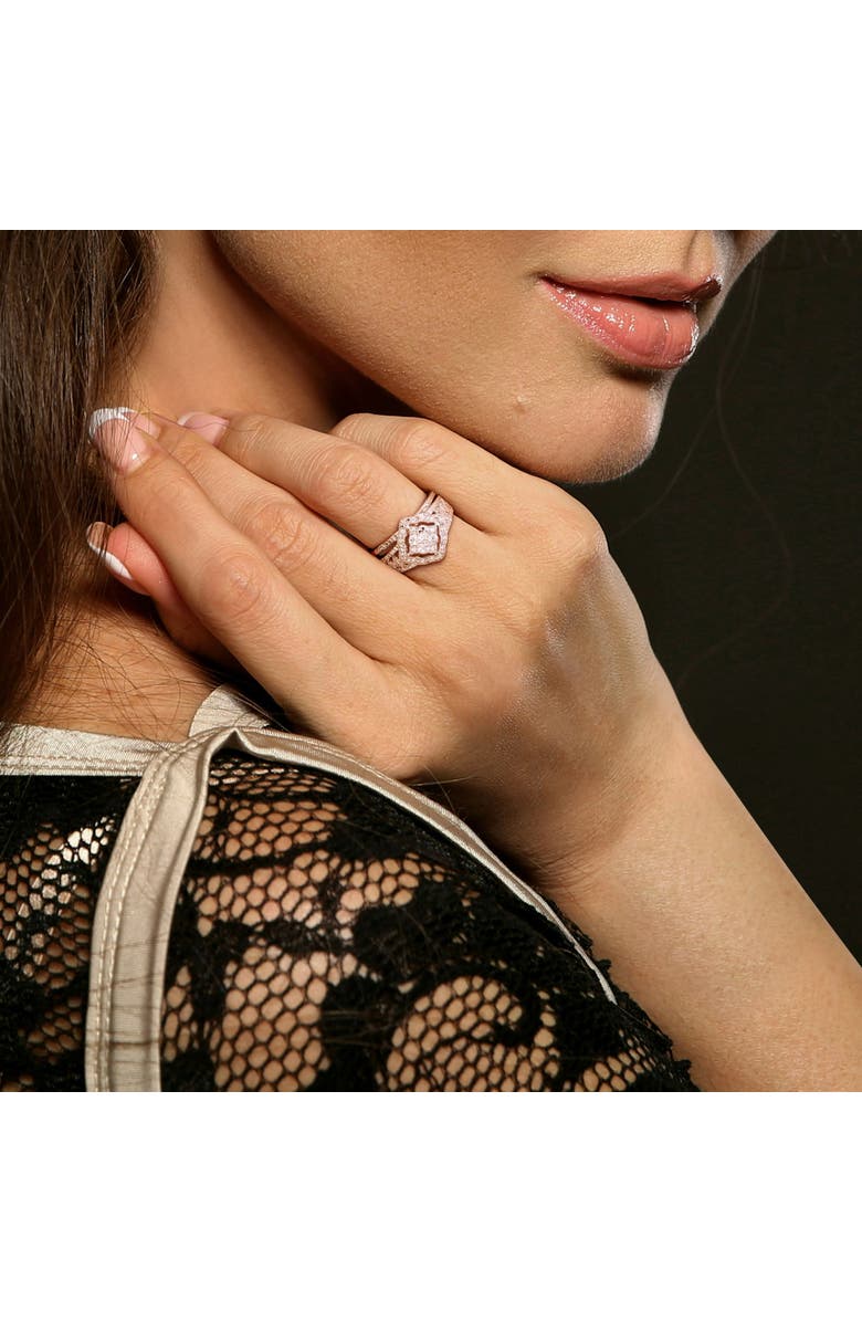 Julianna B. Diamond Halo Vintage Bridal Ring Set, Alternate, color, Sterling Silver