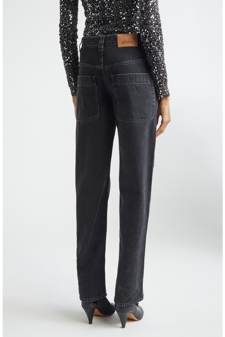 Silka Studded Straight Leg Jeans, Alternate, color, FADED BLACK