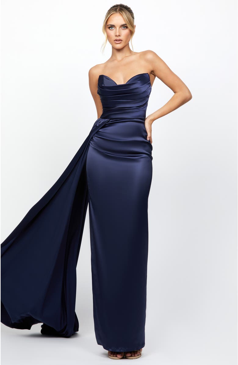 Bariano Bonni Strapless Sash Gown, Alternate, color, 