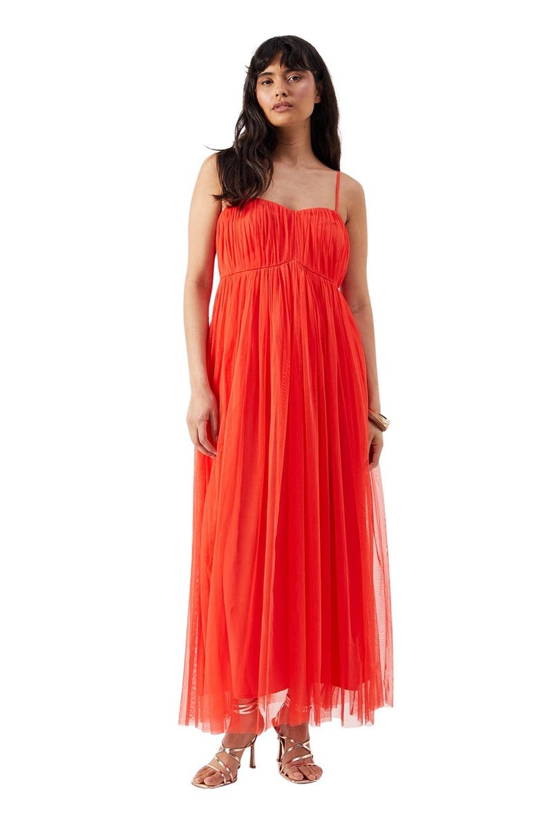 Warehouse Tulle Strappy Bandeau Maxi Dress, Main, color, Red
