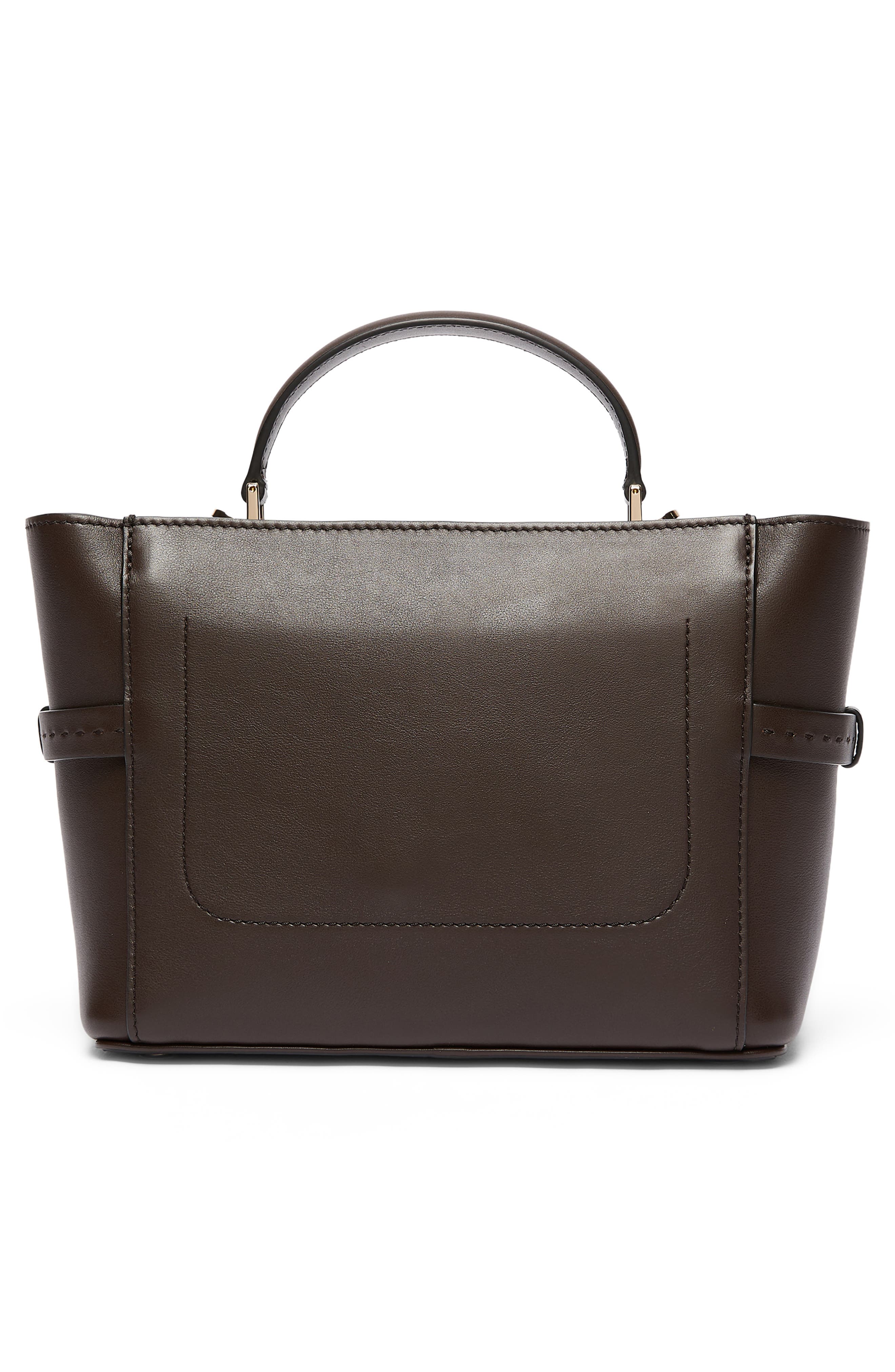 Margy Leather Top Handle Bag, Alternate, color, DARK BROWN