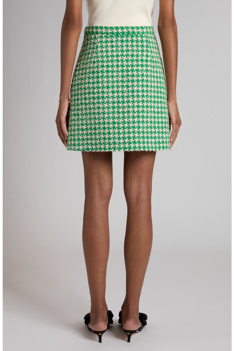 Houndstooth Cotton Blend Tweed Miniskirt, Alternate, color, GREEN