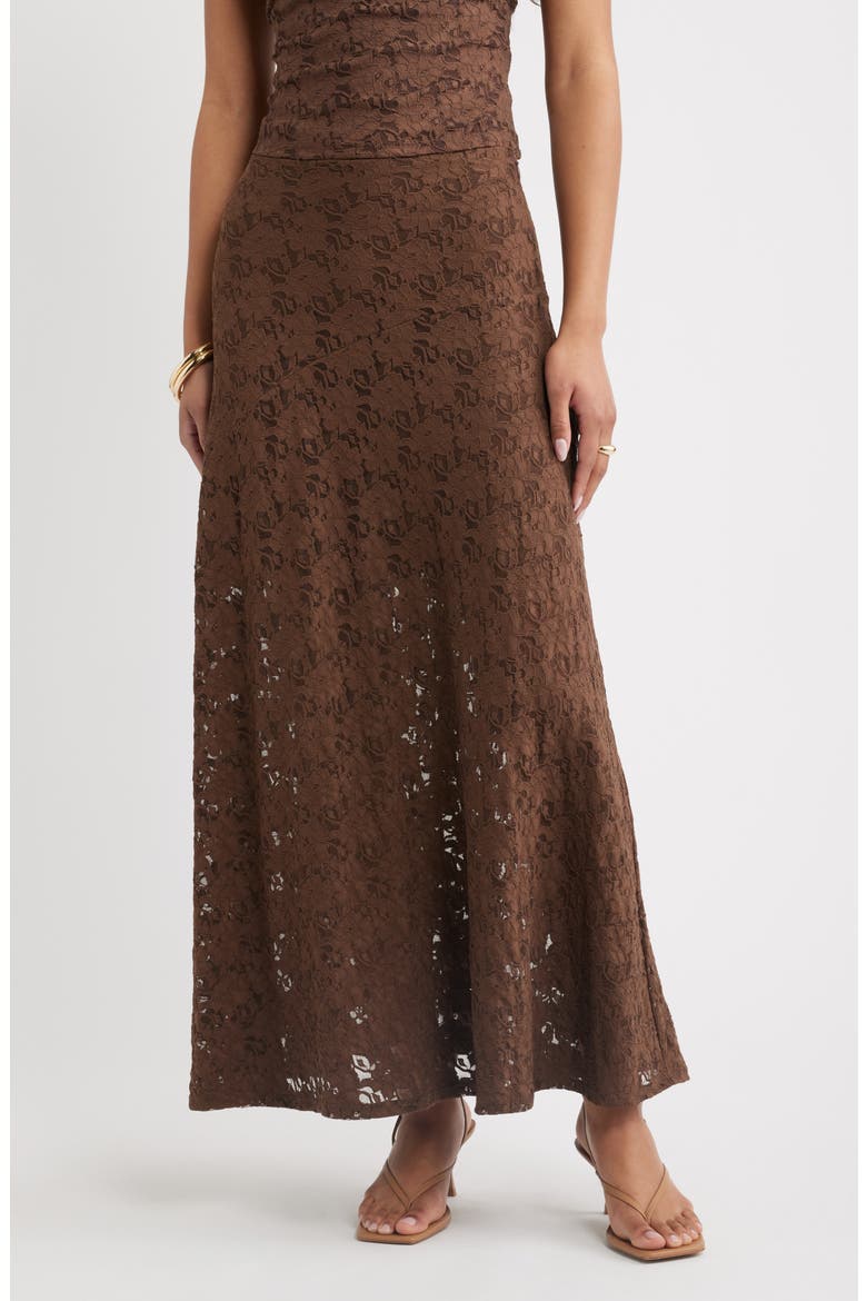 Lace Maxi Skirt, Main, color, BROWN TERRA