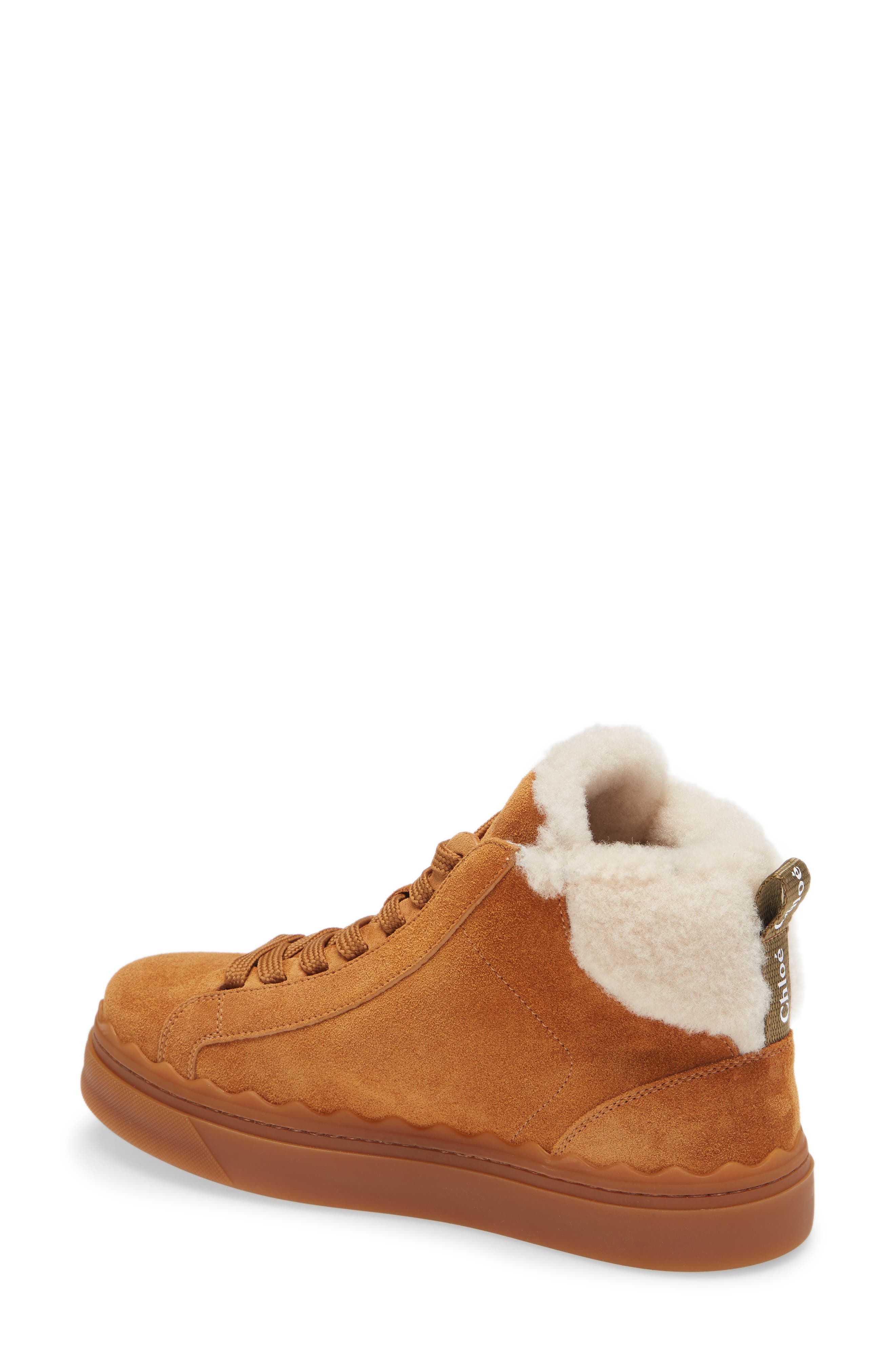 Chloé Lauren Genuine Shearling Lined High Top Sneaker, Alternate, color, 