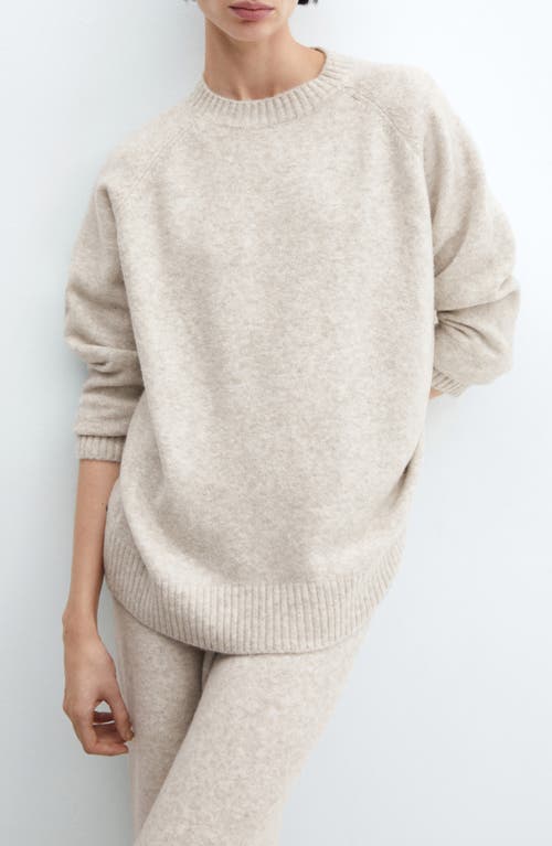 Mango Crewneck Raglan Sleeve Sweater In Neutral