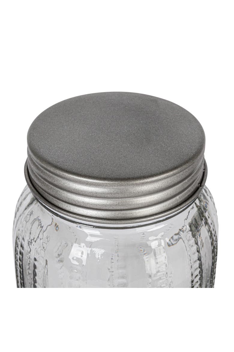 Tall Embossed Glass Jar with Metal Lid "Coffee", Clear, Alternate, color, Clear
