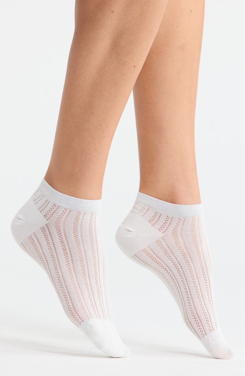 Casa Clara Colette Cotton Blend Pointelle Ankle Socks, Main, color, White