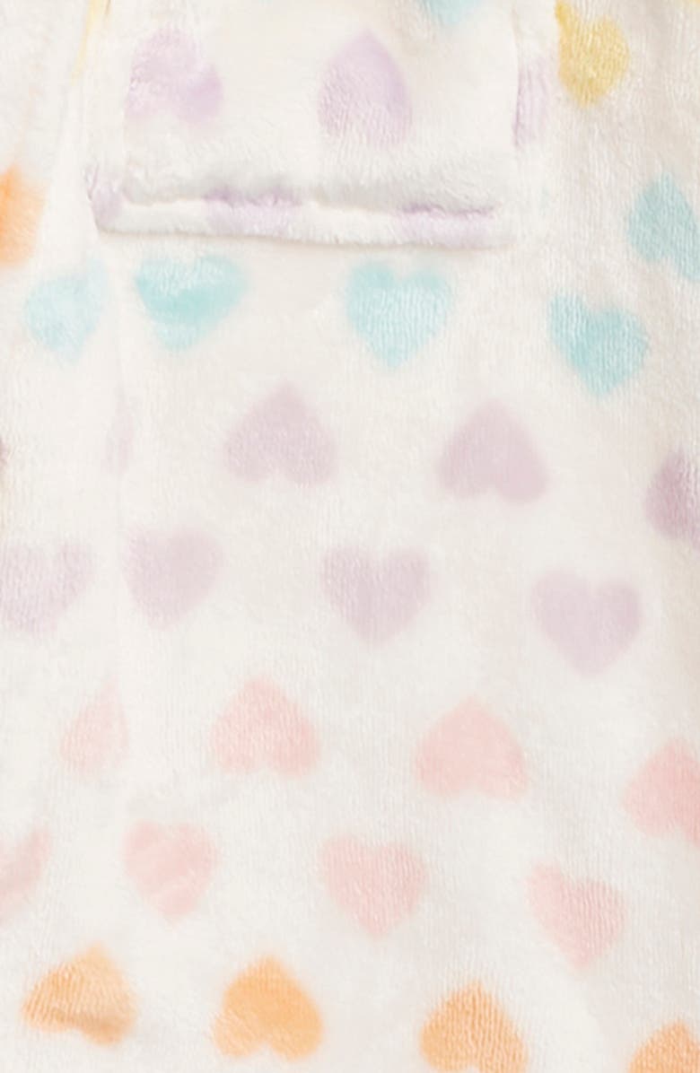 Nordstrom Kids' Print Fleece Hooded Robe, Alternate, color, Ivory Egret Pastel Hearts