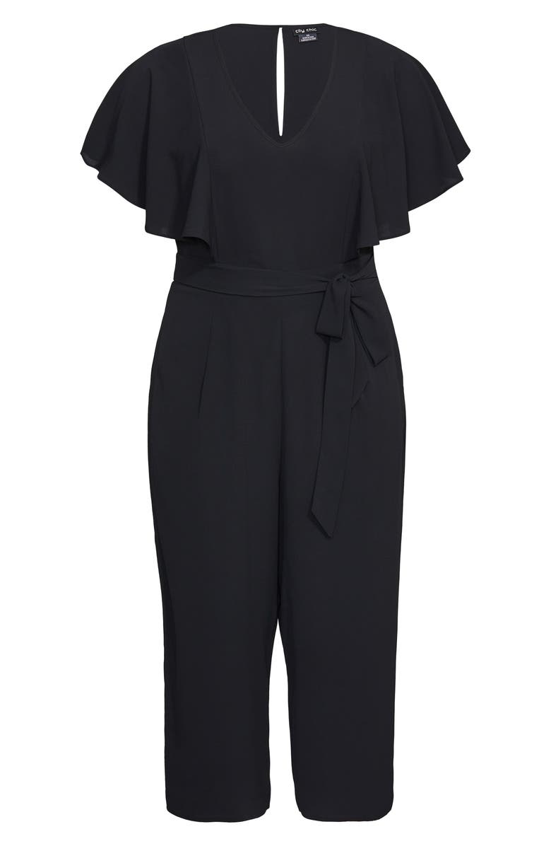 City Chic Romantic Flutter Sleeve Wide Leg Jumpsuit, Alternate, color, 