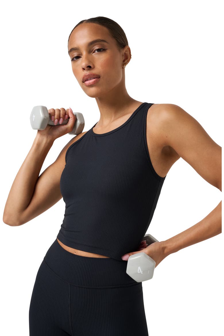 Pulse Performance Rib Crop Tank, Alternate, color, BLACK