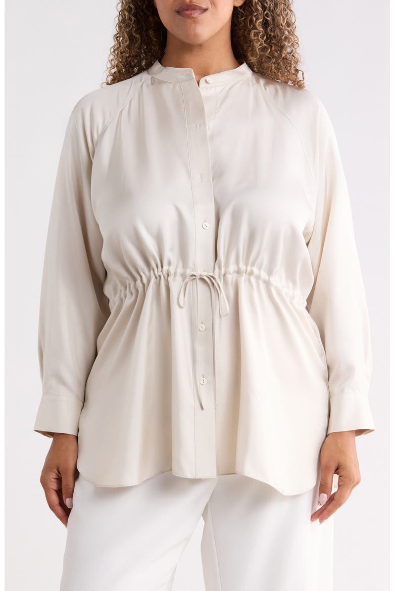 Silk Mandarin Collar Shirt, Main, color, PLSTR