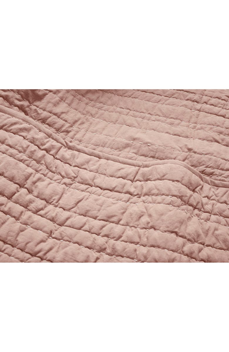 Coyuchi Channel Hand Stitched Organic Cotton Blanket, Alternate, color, Praline Chambray