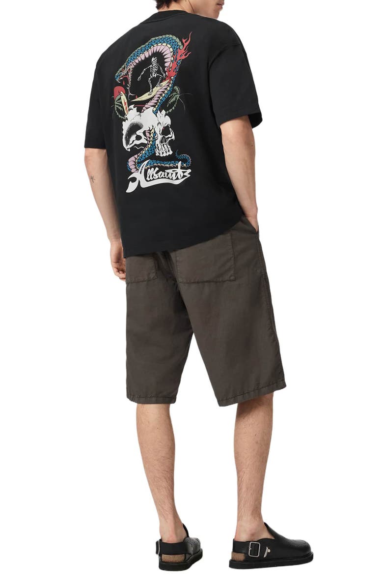 AllSaints Snakepit Crewneck Graphic T-shirt, Alternate, color, Washed Black