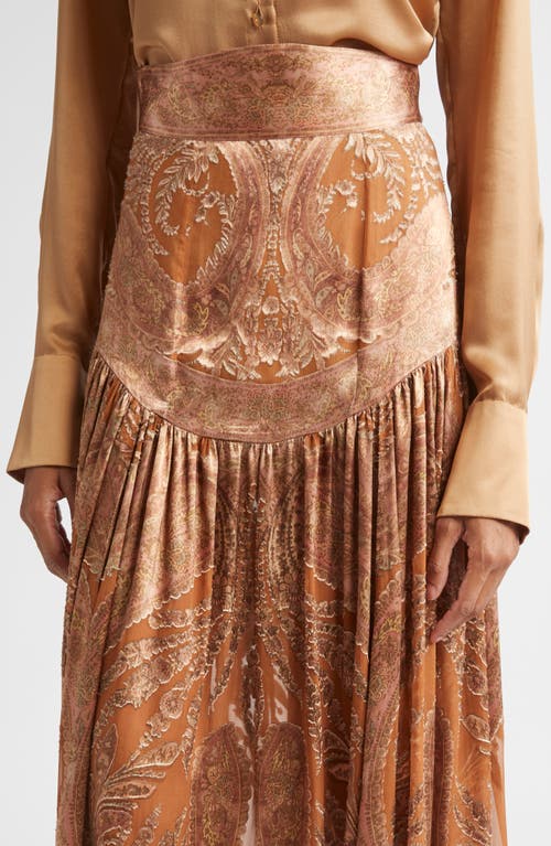 Zimmermann Memento Burnout Paisley Skirt In Brown
