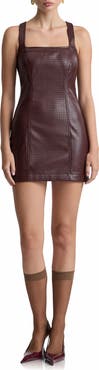 Avec Les Filles Faux Leather Woven Texture Minidress