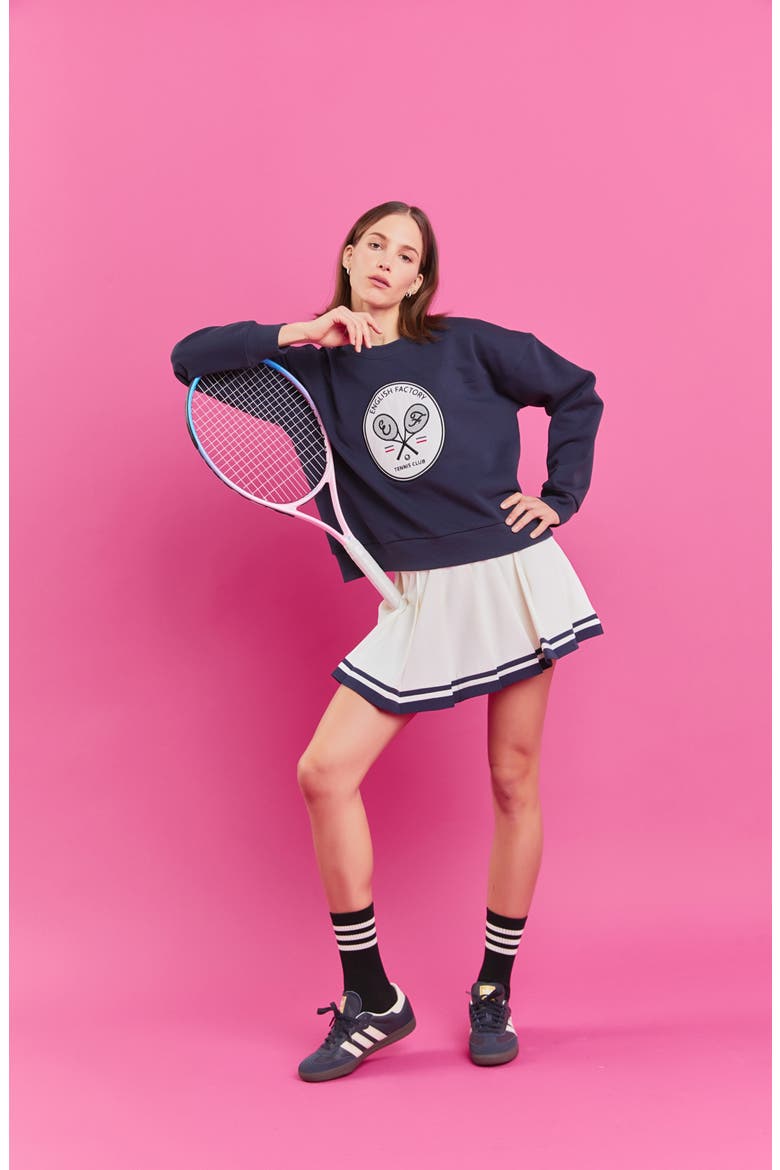 Sports Club Pleated Miniskort, Alternate, color, WHITE/NAVY