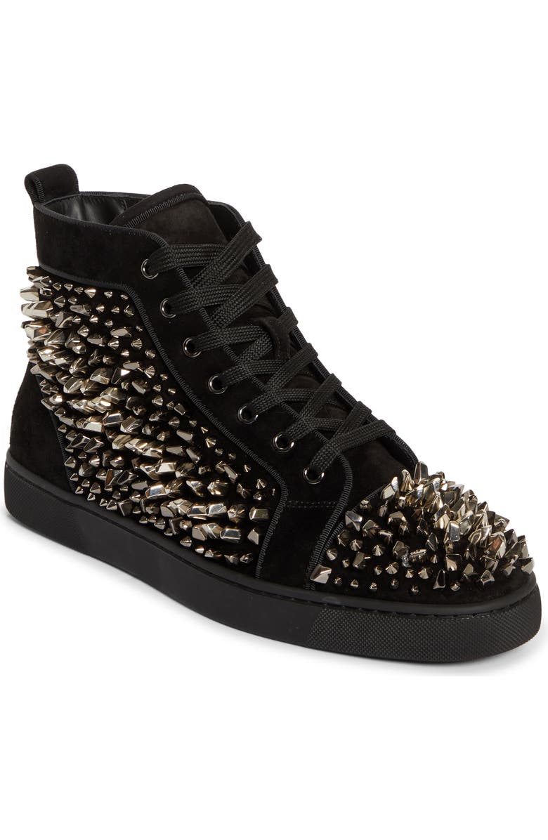 Christian Louboutin Louis Riptilis Spikes High Top Sneaker, Main, color, Black/ Dark Gunmetal