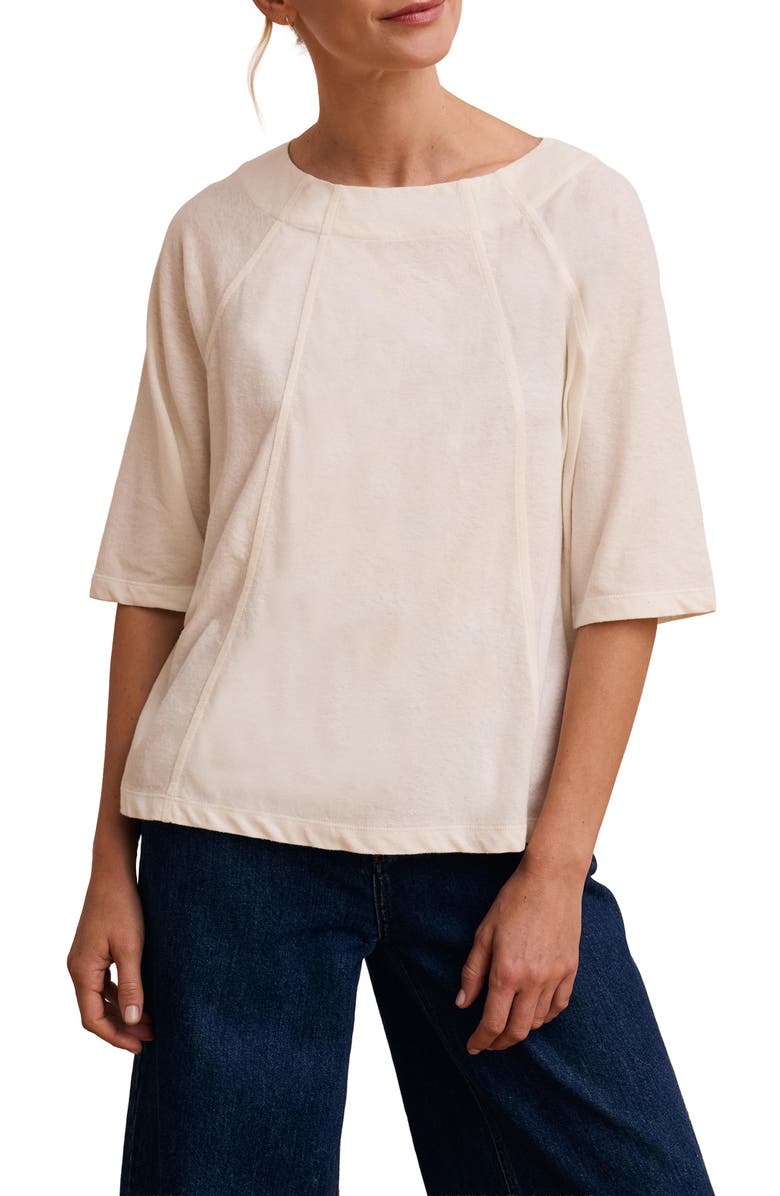 Celtic & Co. Linen Blend Short Sleeve Swing Top, Alternate, color, Chalk