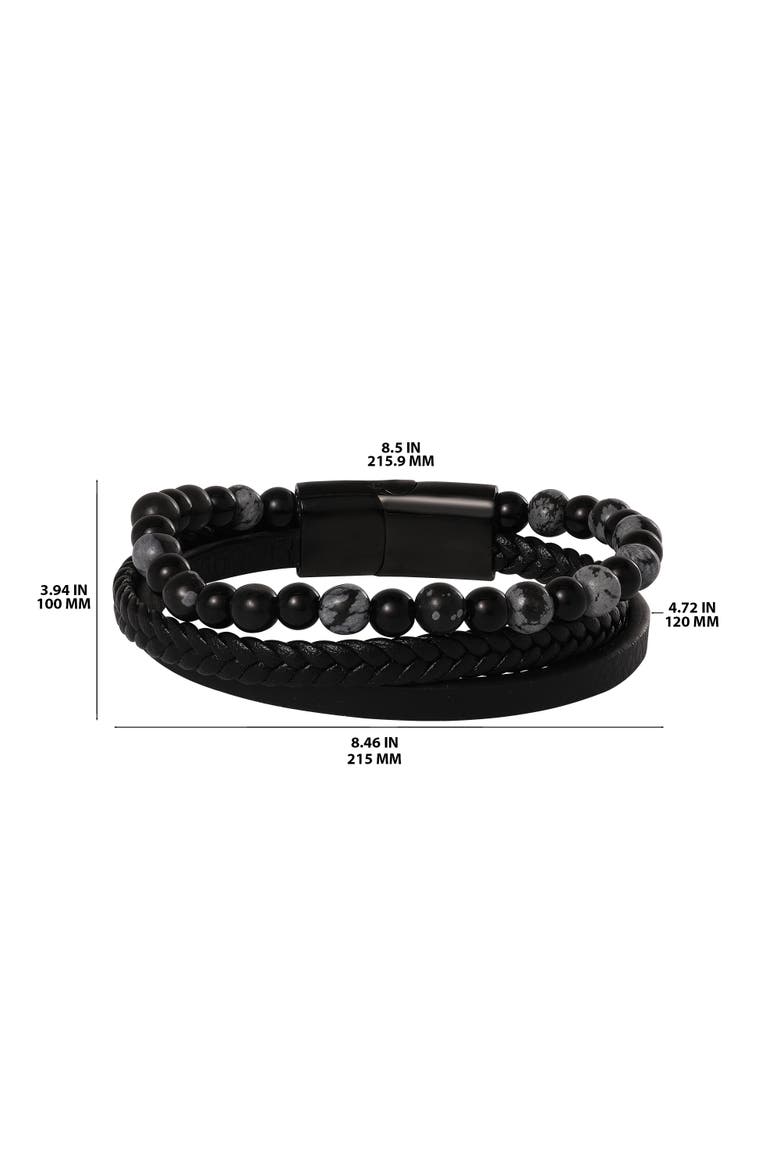 Braided & Beaded Bracelet Set, Alternate, color, Black