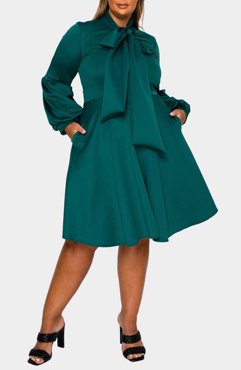 Bekah Long Sleeve Fit & Flare Dress (Plus)