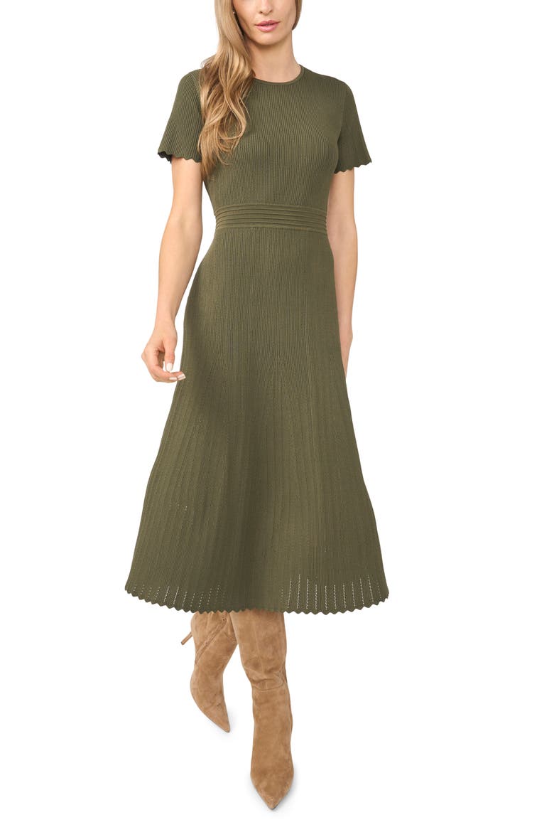 Ted Baker London Pointelle Short Sleeve Midi Dress (Women) | Nordstrom