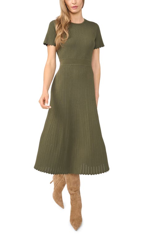 Ted Baker London Pointelle Short Sleeve Midi Dress In Hunter Olive