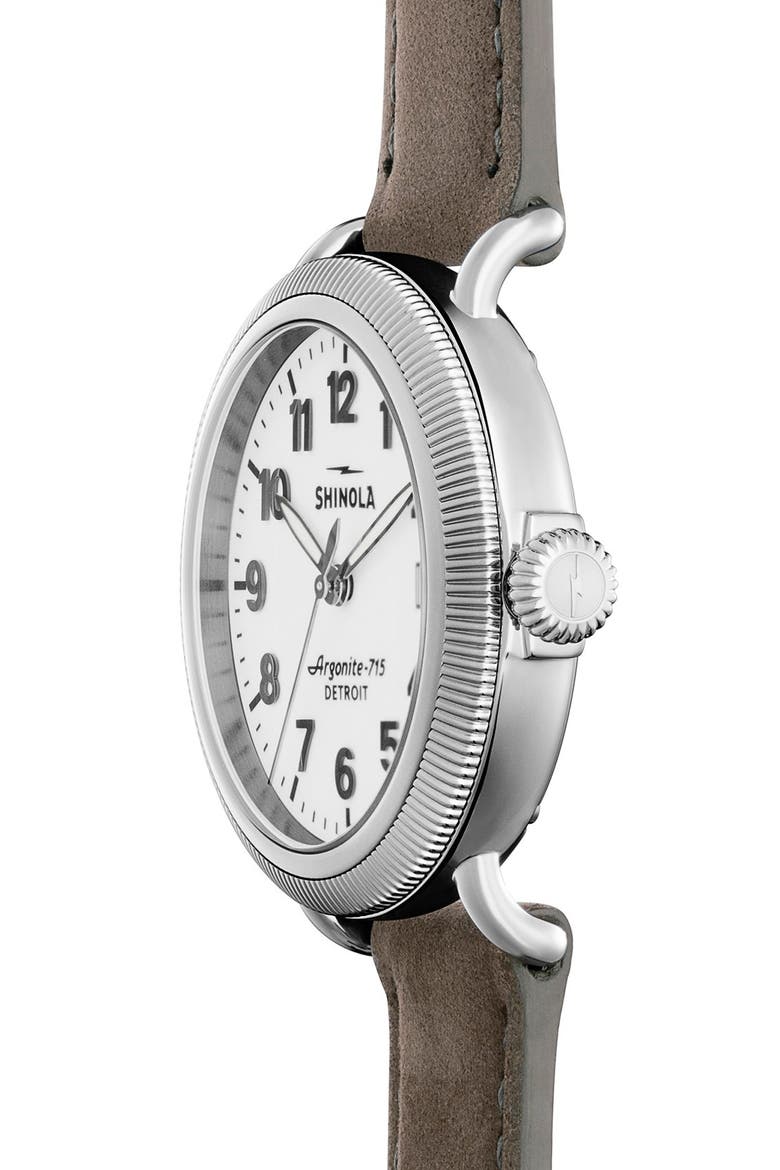 'The Runwell' Leather Strap Watch, 38mm, Alternate, color, HEATHER GREY/ WHITE