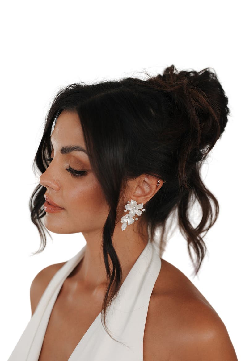 Louise Porcelain Flower Earrings, Alternate, color, Ivory