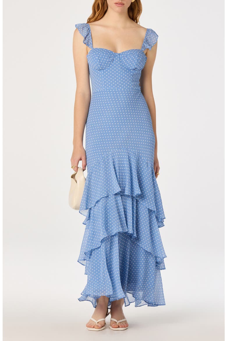 Alcina Polka Dot Maxi Dress, Main, color, BLUE WHITE POLKADOT