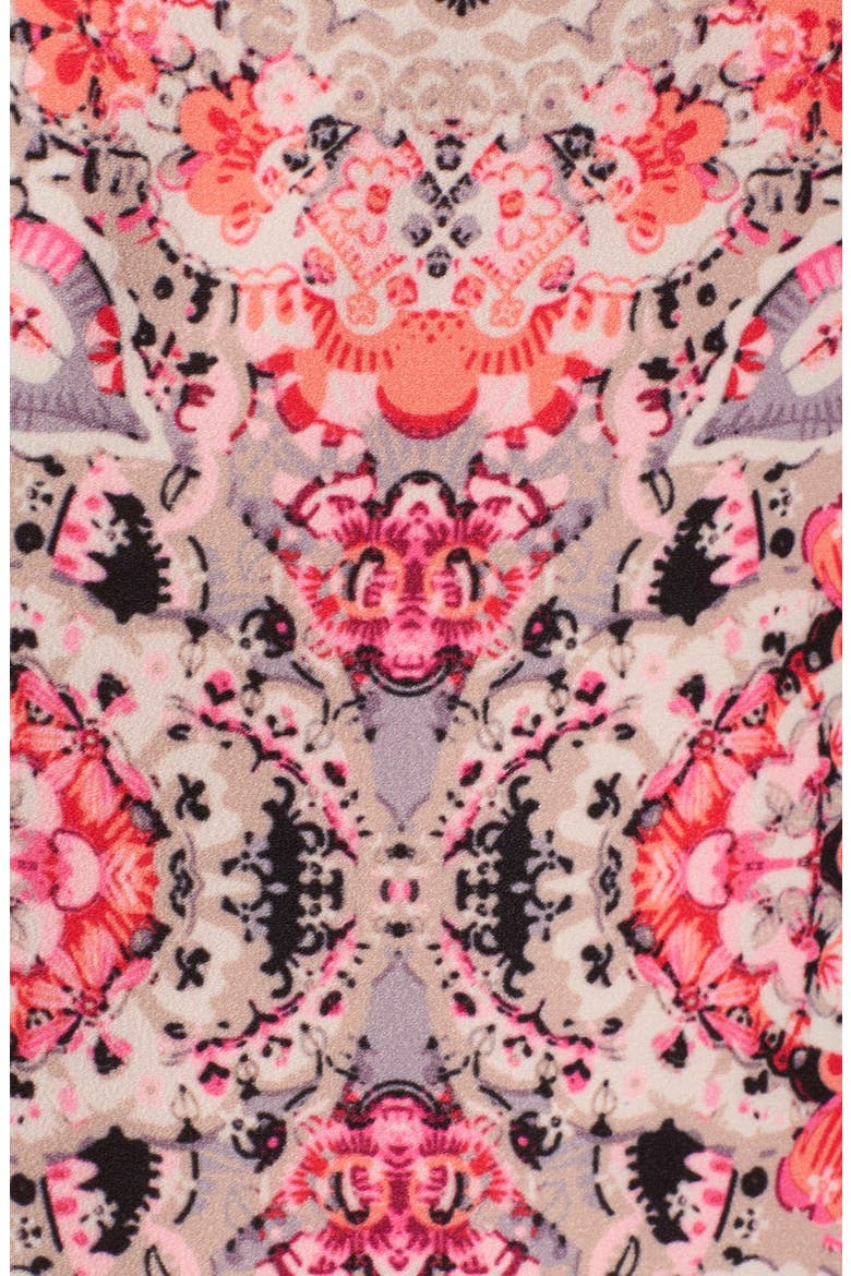 Floral Print Crepe Midi Dress, Alternate, color, CORAL