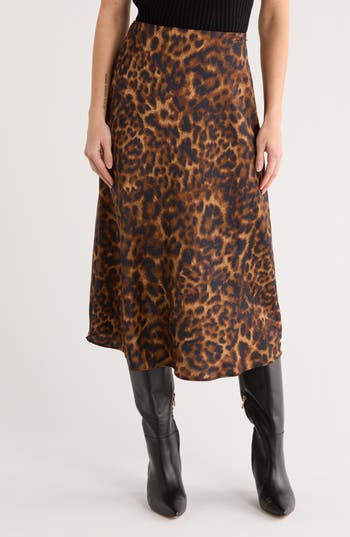 Dkny A-line Midi Skirt In Brown