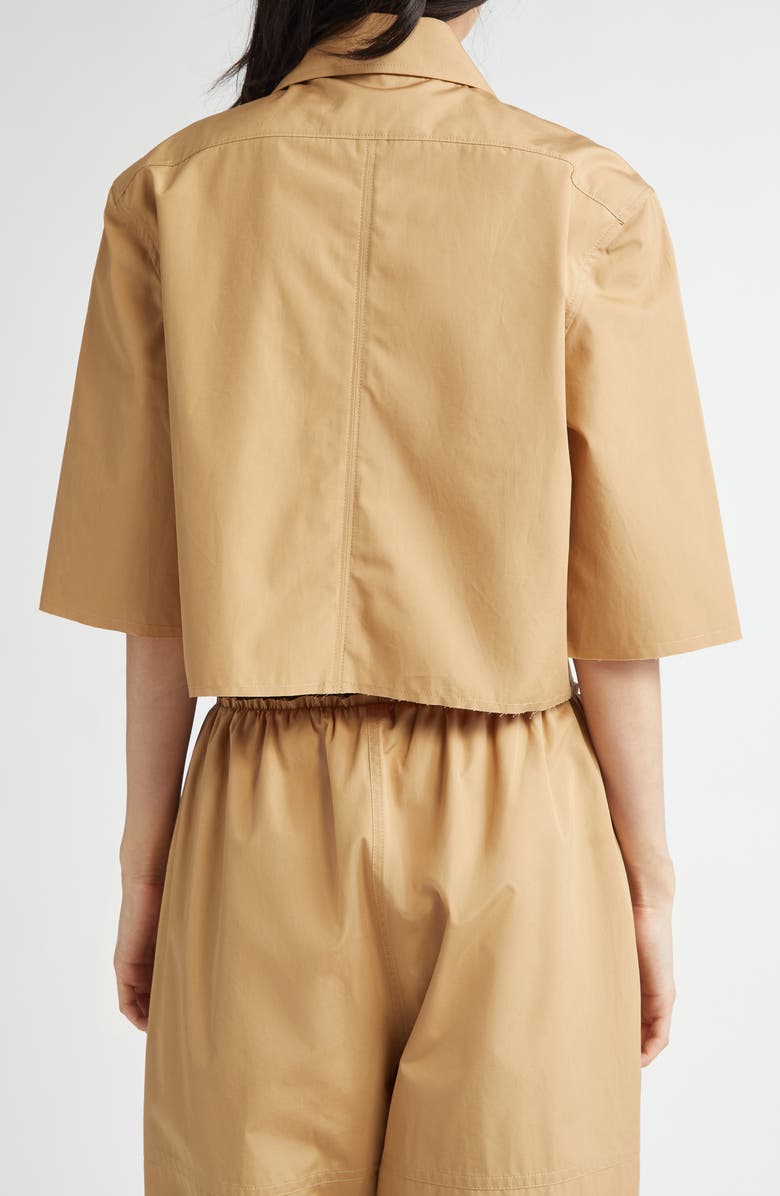 NACKIYÈ Shortcut Point Collar Crop Button-Up Shirt, Alternate, color, Caramel