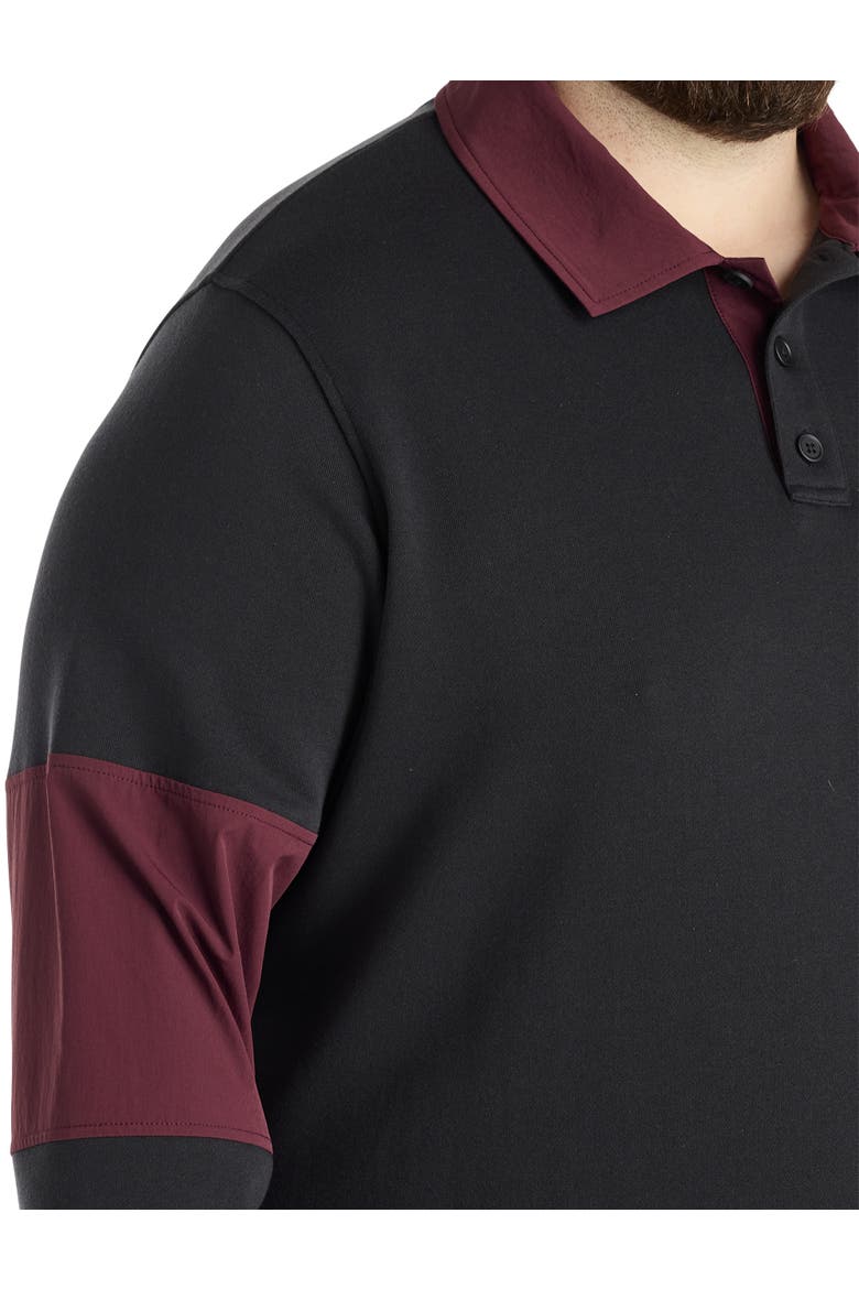 Big & Tall Mixed Media Rugby Sweatshirt, Alternate, color, BURGUNDY