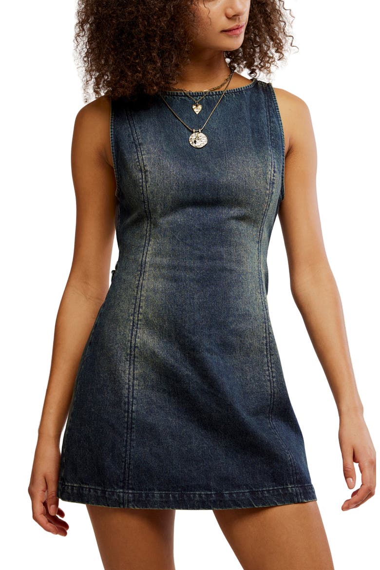 Atlas Cutout Denim Minidress, Alternate, color, VINTAGE INDIGO