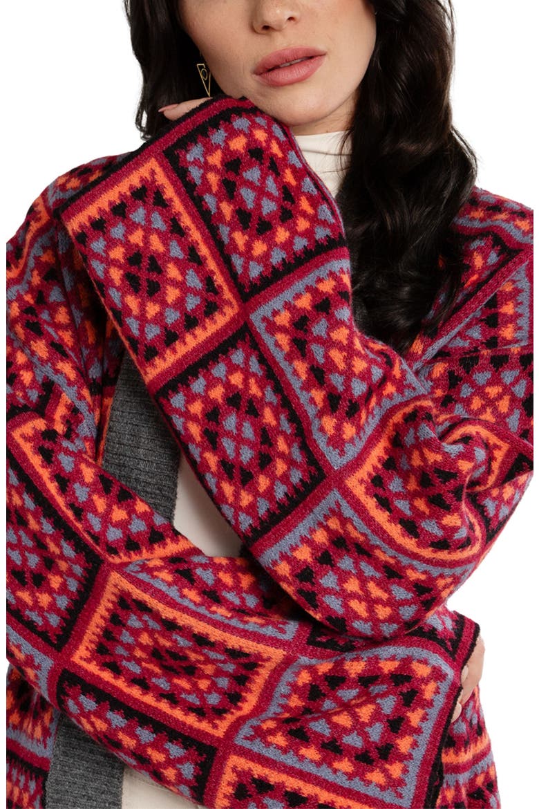 Crochet Square Ruana, Alternate, color, RED