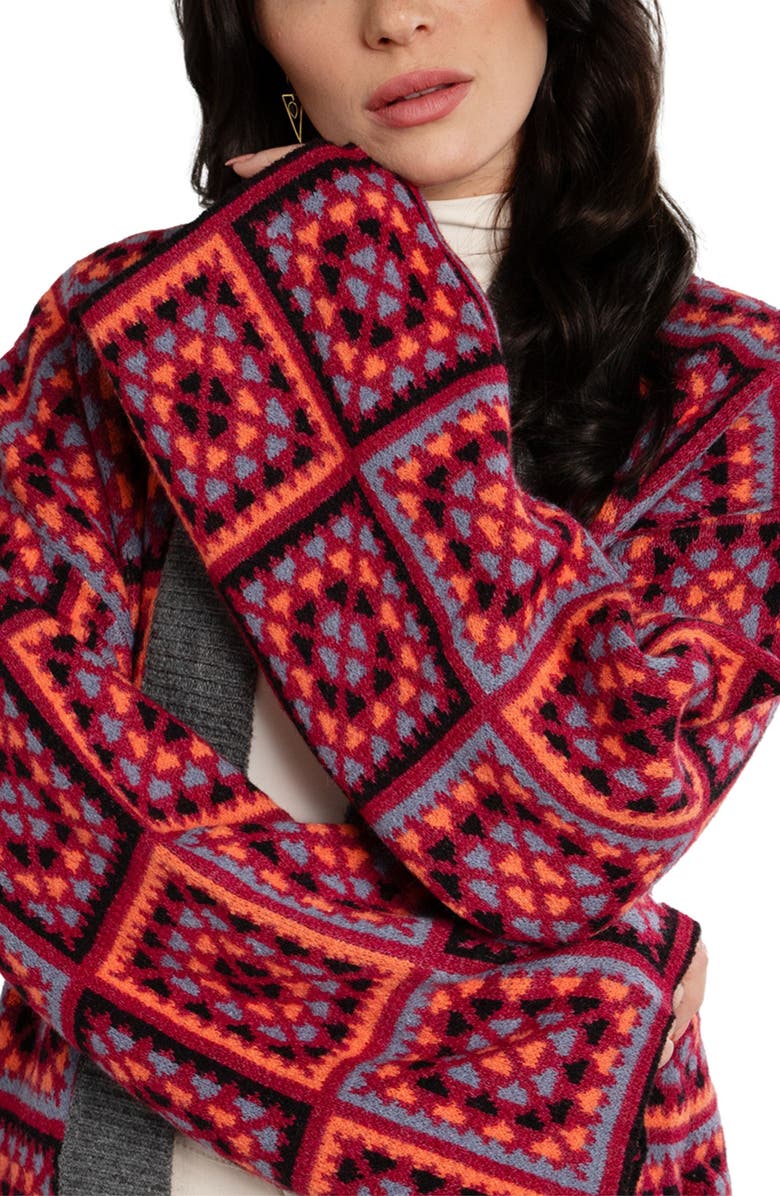 SAACHI Crochet Square Ruana, Alternate, color, Red