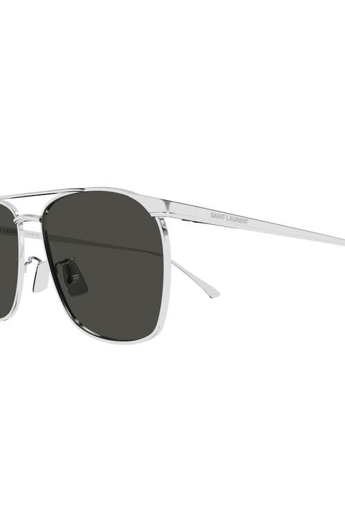 Saint Laurent Sl 796 Vincent 57mm Pilot Sunglasses In Silver