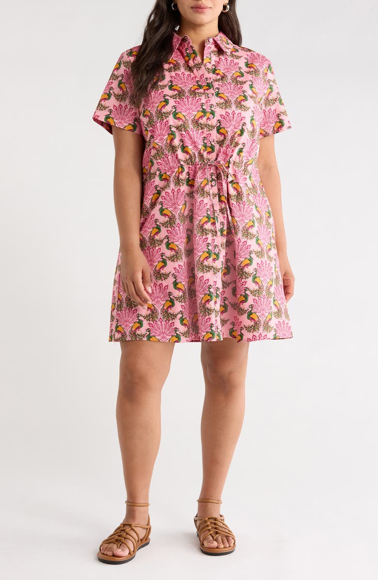 SUGARLIPS Kenda Peacock Shift Minidress, Main, color, Pink-Green