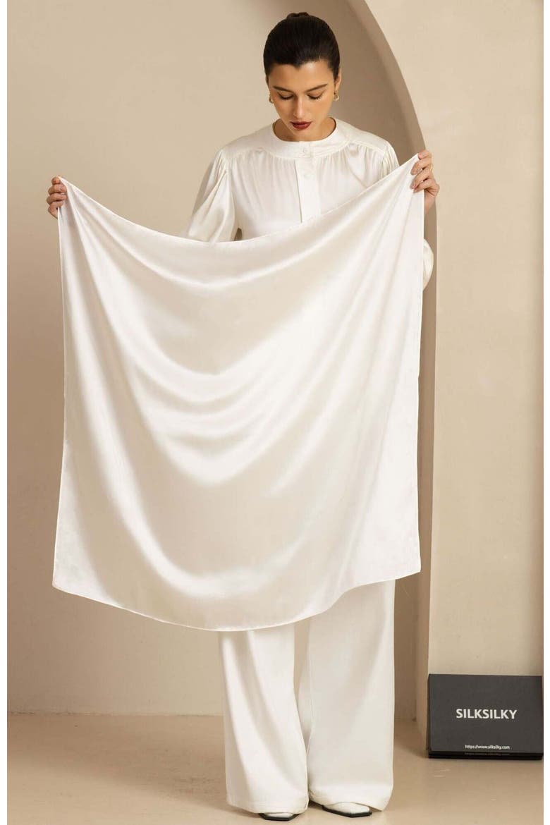 Pure Silk Classic Elegant Square Scarf, Alternate, color, White