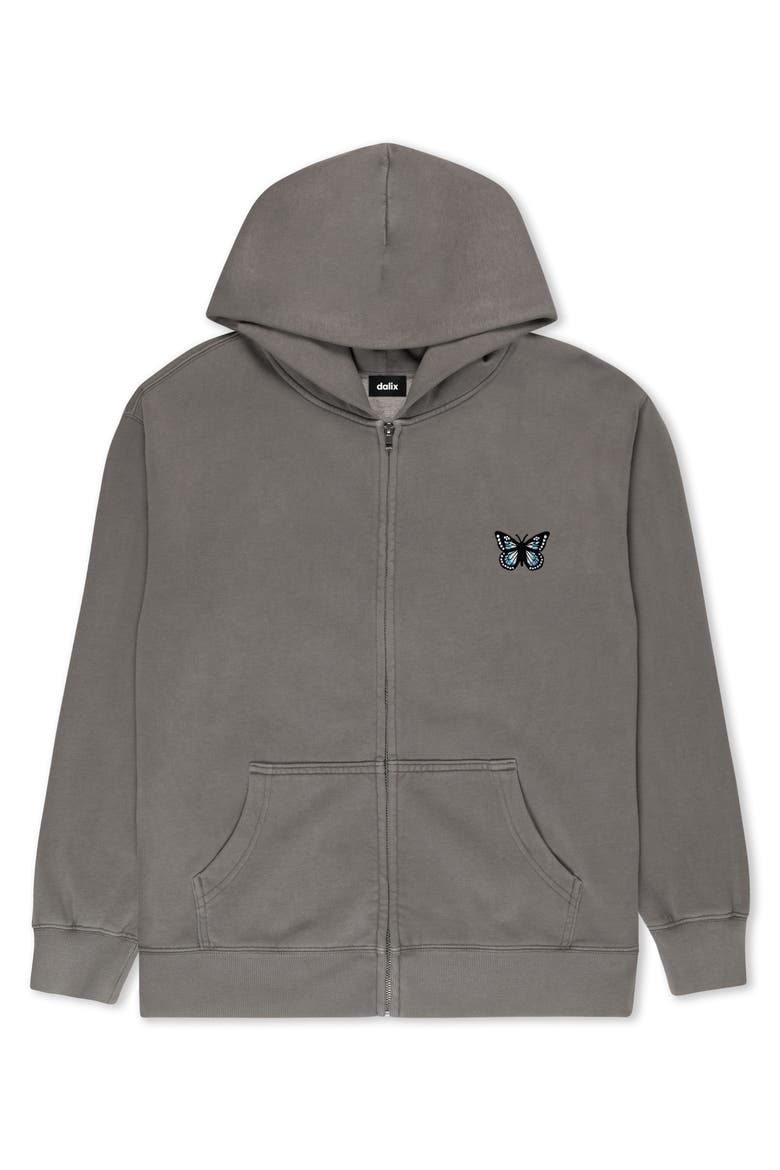 Butterfly Midweight Fleece Faded Zip Hooded Sweatshirt, Main, color, Faded Gray