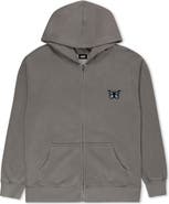 Dalix Butterfly Midweight Fleece Faded Zip Hooded Sweatshirt