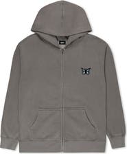 Dalix Butterfly Midweight Fleece Faded Zip Hooded Sweatshirt